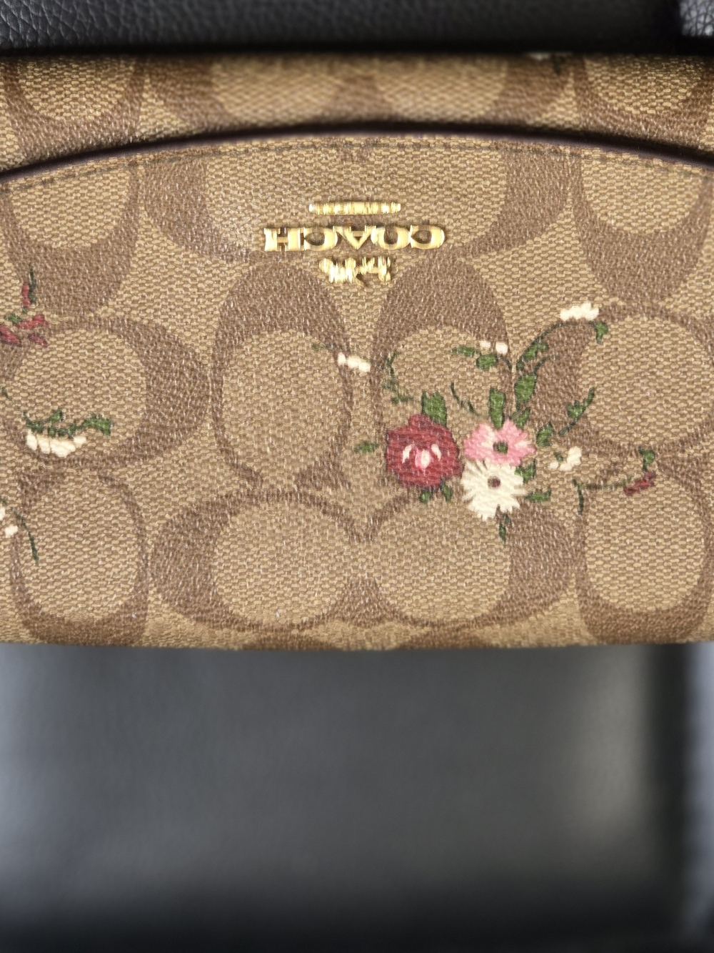COACH Signature Floral Print Brown Crossbody Bag